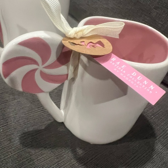 Rae Dunn Christmas SUGAR & SPICE Mug White Pink with Lollipop Handle Decor New - Picture 6 of 10
